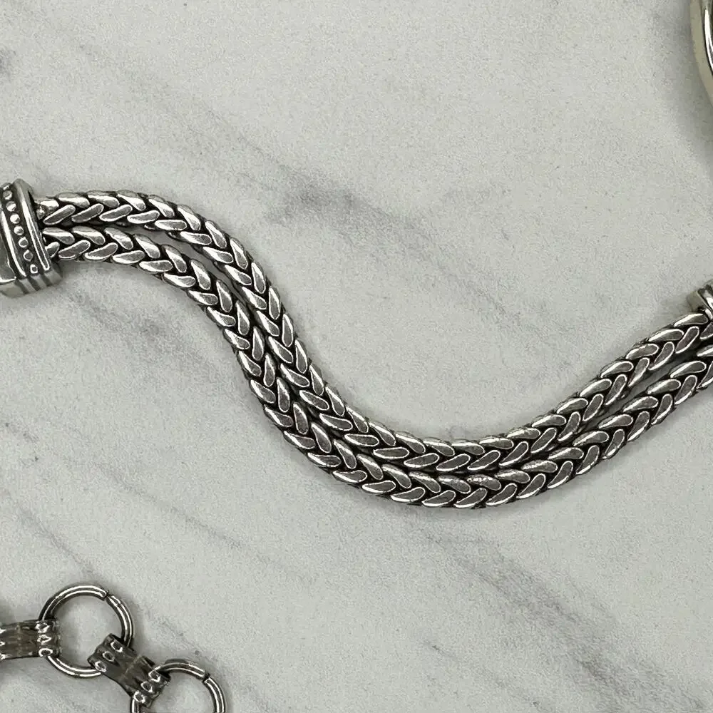 Brighton Silver Tone Braided Chain Belt Heart Charm Medium (M) ✨